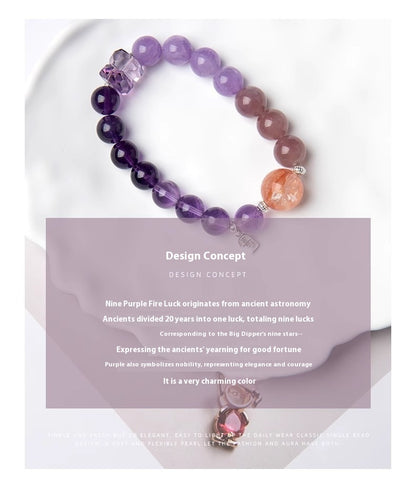 Natural Amethyst Nine-Purple Fire Bracelet — Lucky Exam Charm for Women