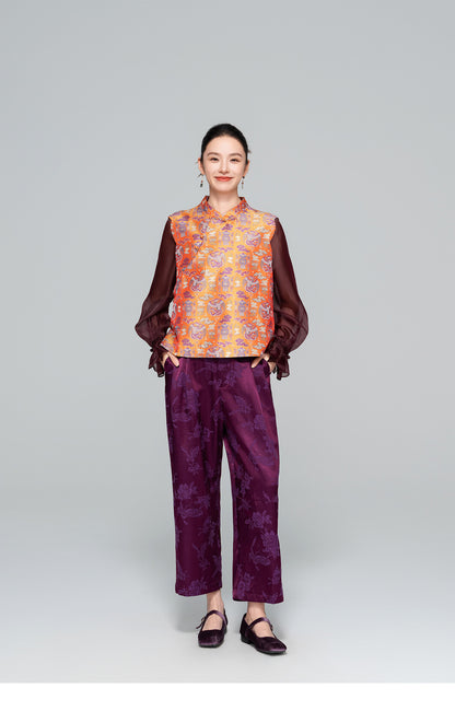 High-End Elegant Jacquard Slimming Loose Pants for Women