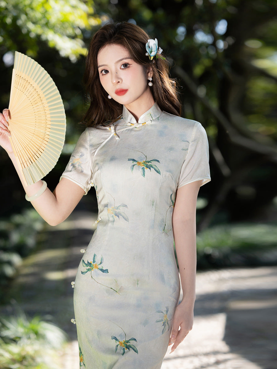 Improved Chinese Style Qipao – Slim Fit High-End Dress