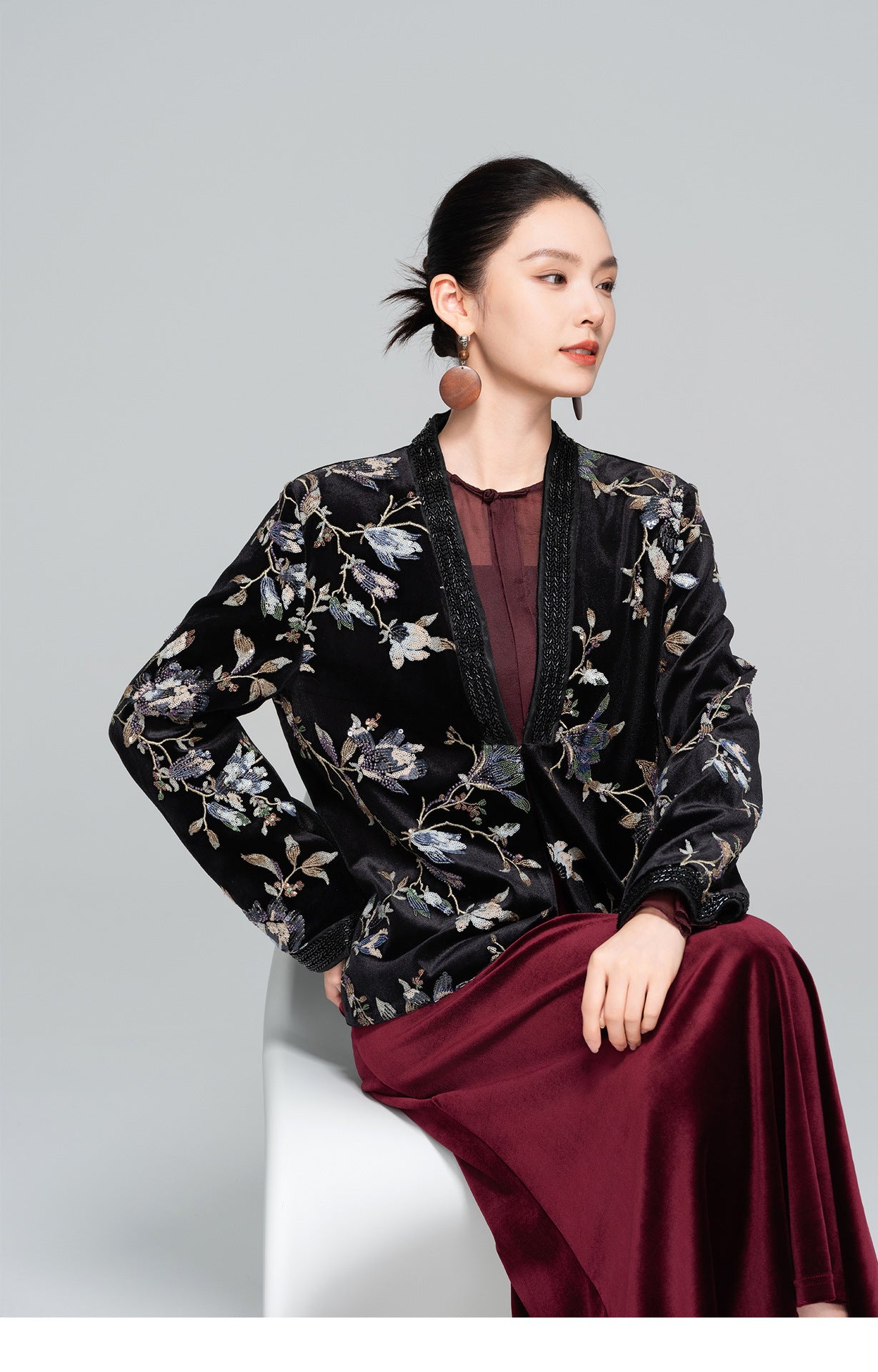 Elegant Loose Retro Sequin Jacket for Women