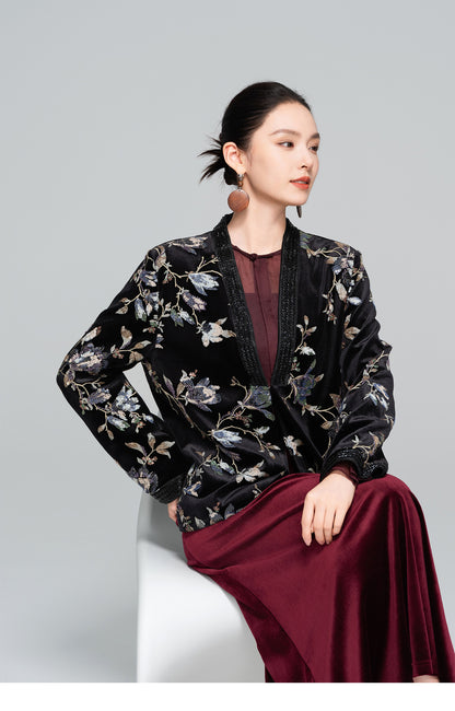 Elegant Loose Retro Sequin Jacket for Women