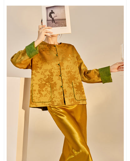 New Chinese Style Reversible Jacquard Elegant Top