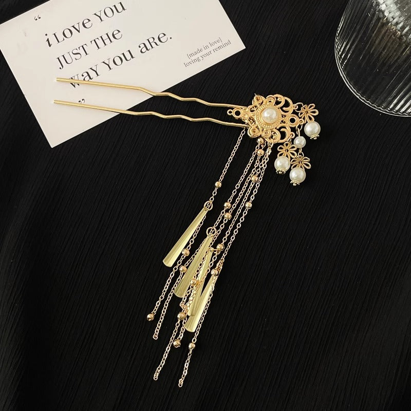 Elegant Pearl Hairpin | Chinese Style Cheongsam Back Hair Accessory