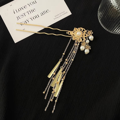 Elegant Pearl Hairpin | Chinese Style Cheongsam Back Hair Accessory