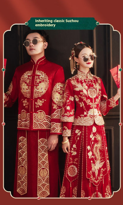 Xiuhe Wedding Dress Bride Slim Fit Chinese Wedding Couple Set
