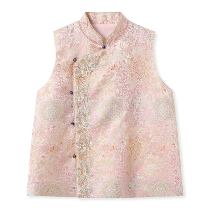 Elegant Beaded Asymmetrical Vest & High Waist Skirt Set