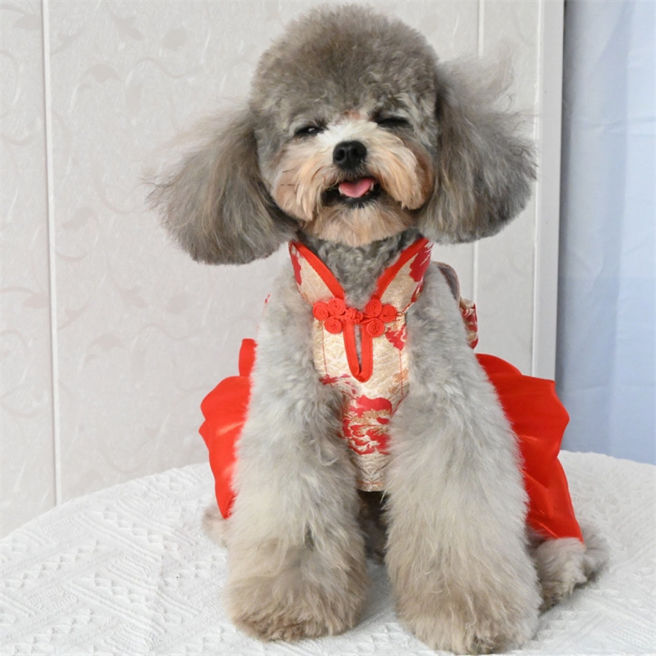 Chinese Style Pet Cheongsam Princess Style Tang Suit Dog Cat Dress Teddy Bichon Clothes