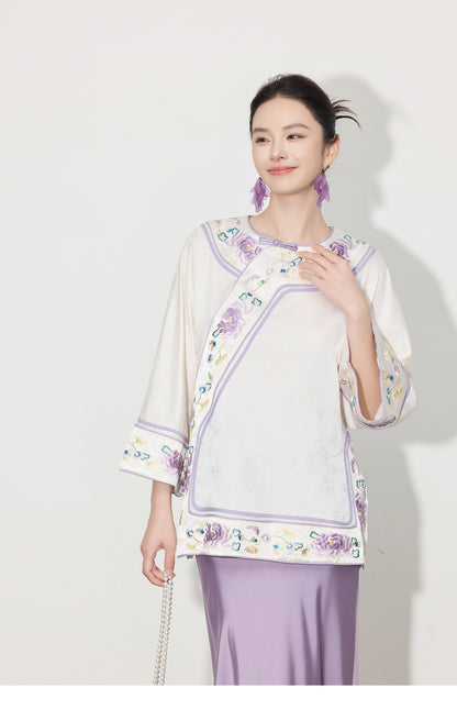 Chinese Style Jacquard Embroidery Coat for Women