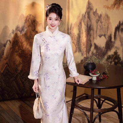 Elegant Improved Qipao – New Chinese Gentle Retro Winter Style