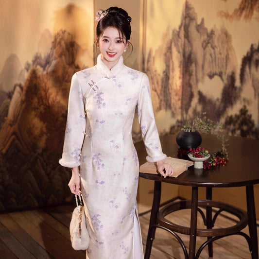 Elegant Improved Qipao – New Chinese Gentle Retro Winter Style