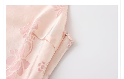 Elegant National Style Rayon Jacquard Embroidered Long Camisole Dress