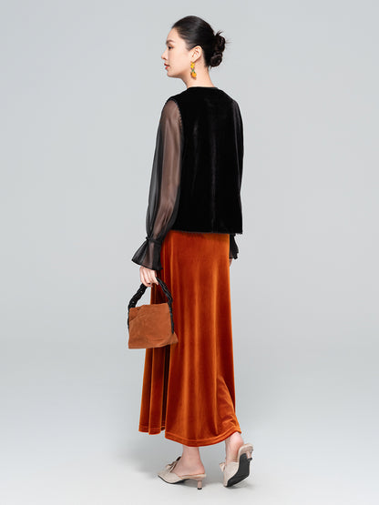 Autumn High-Waist Fishtail Velvet Skirt for Women