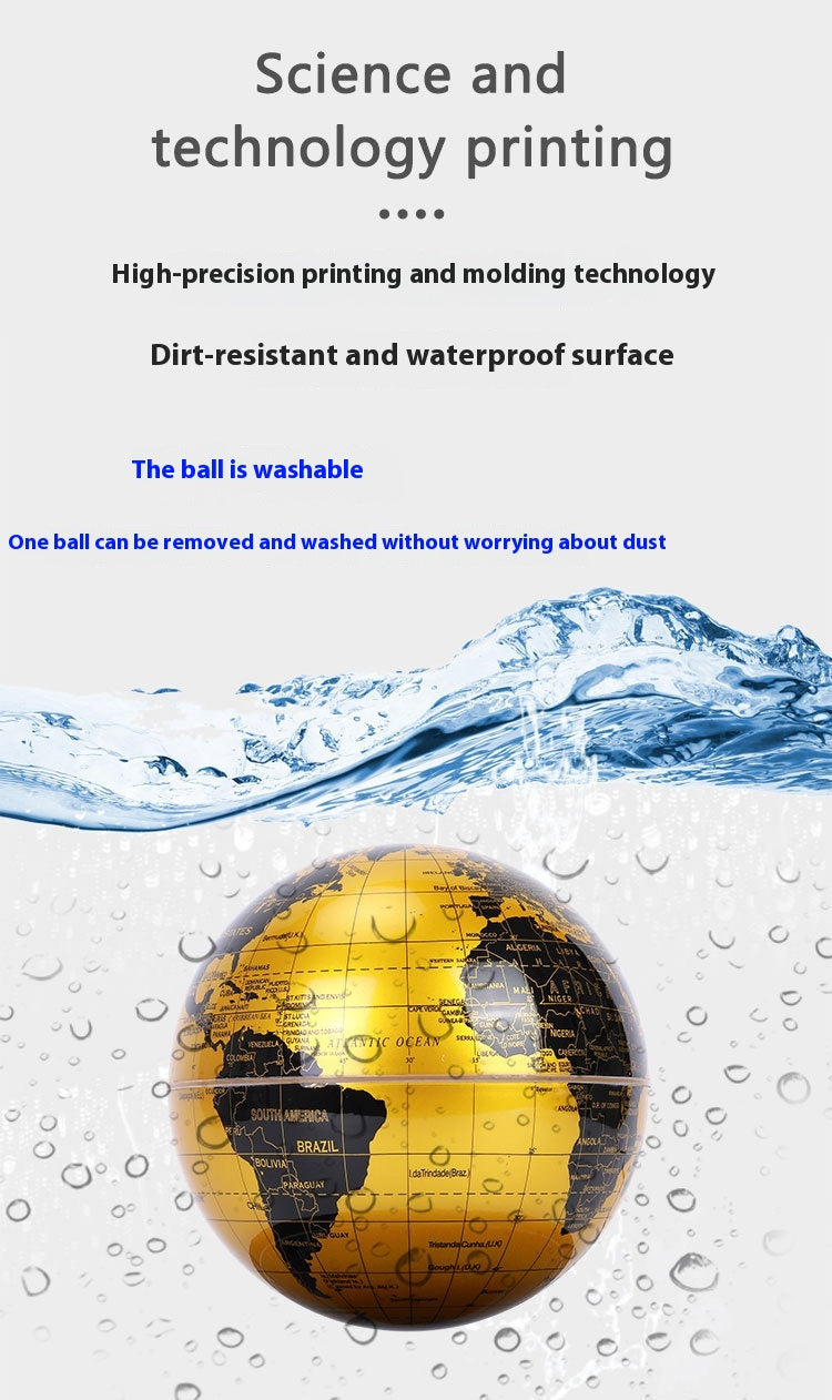 Levitating Globe Clock Night Light Gold Base Colorful Desk Lamp