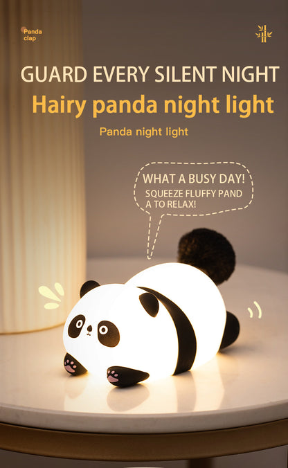Furry Fun Panda Lamp USB Night Light Cute Bedside Gift Lamp