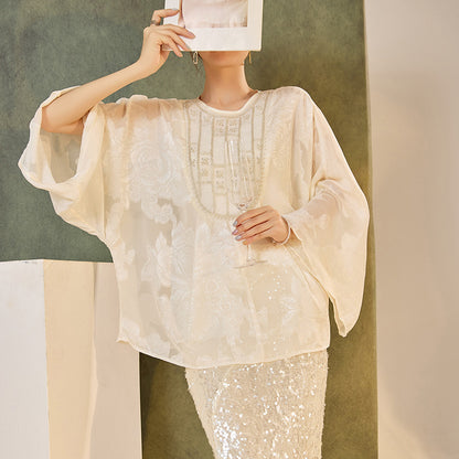 New Chinese Style Beaded Embroidered High-End Blouse for Women