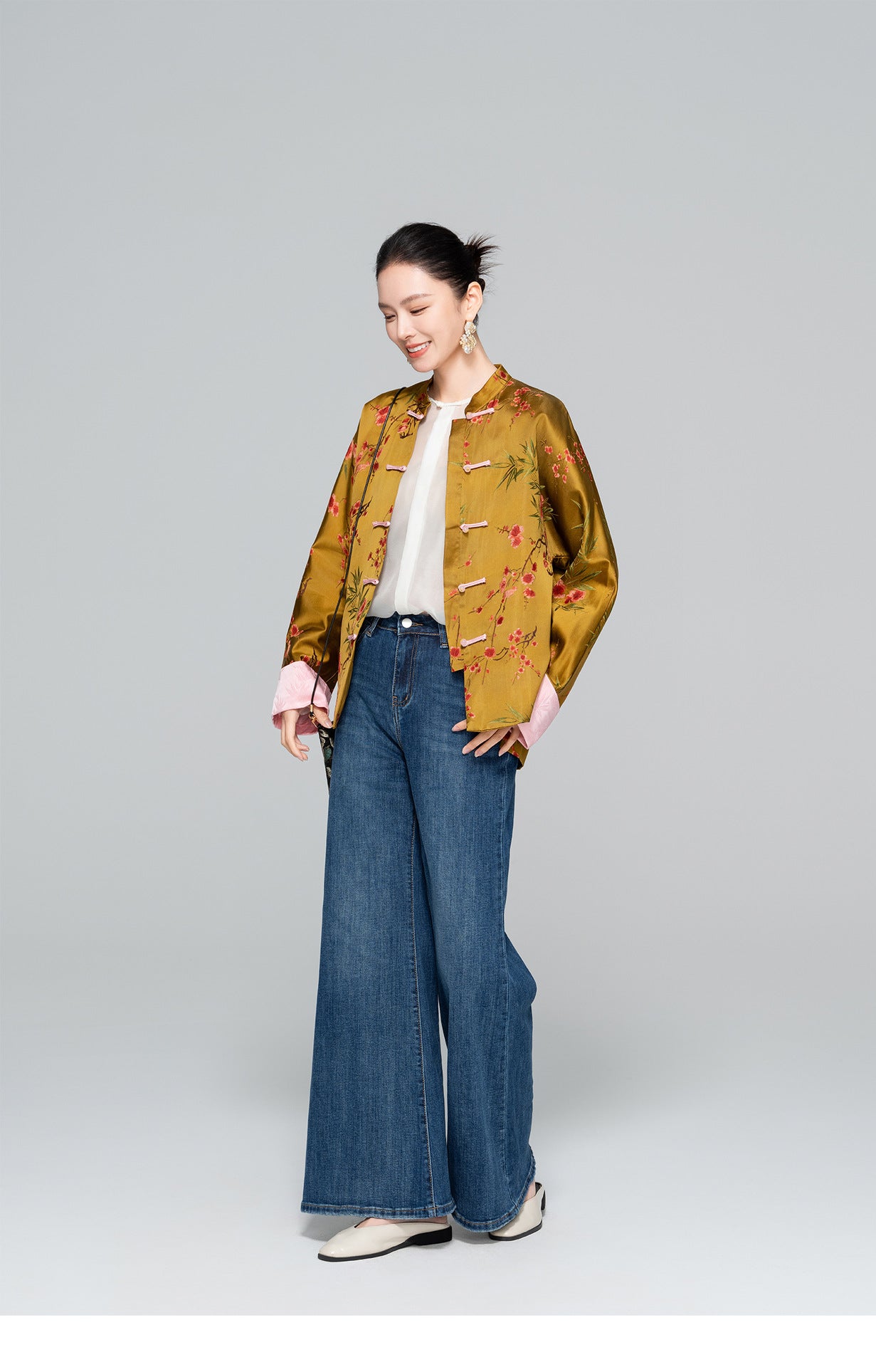 Old Money Style Printed Tang Jacket for Women