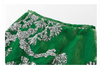 2025 Spring New Chinese Beaded Embroidered Silk Cardigan & Skirt Set