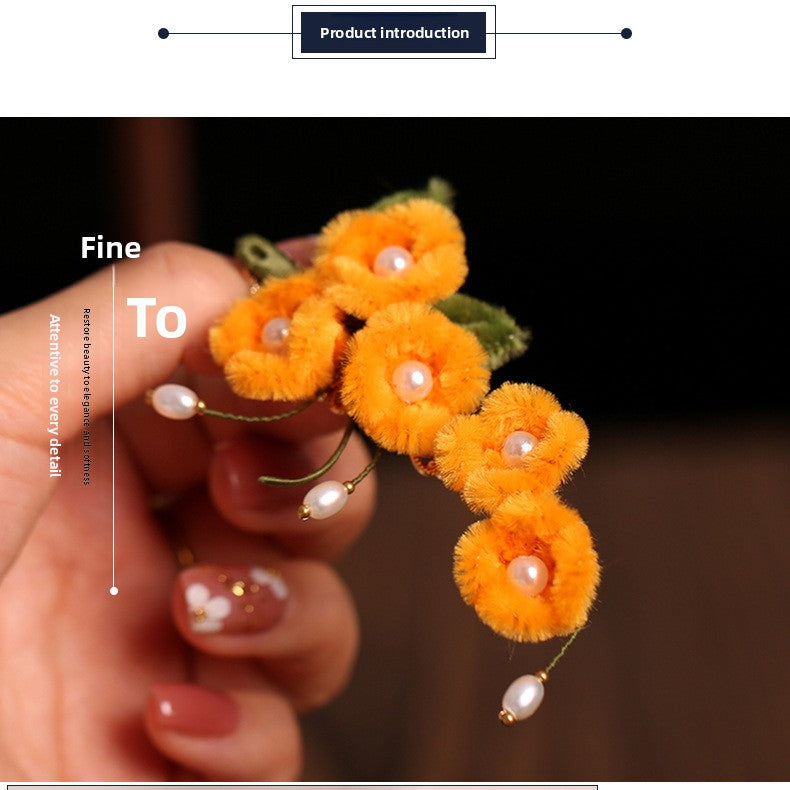 Hanfu Hairpin Osmanthus Clip Side Hair Accessory Chinese Vintage Autumn Winter