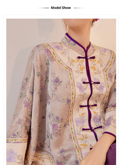 Early Autumn Silk Embroidered Retro Loose Chinese Style Jacket
