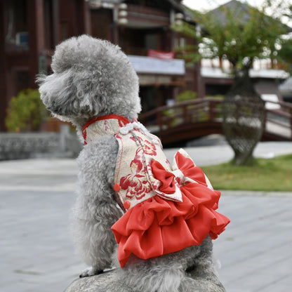 Chinese Style Pet Cheongsam Princess Style Tang Suit Dog Cat Dress Teddy Bichon Clothes