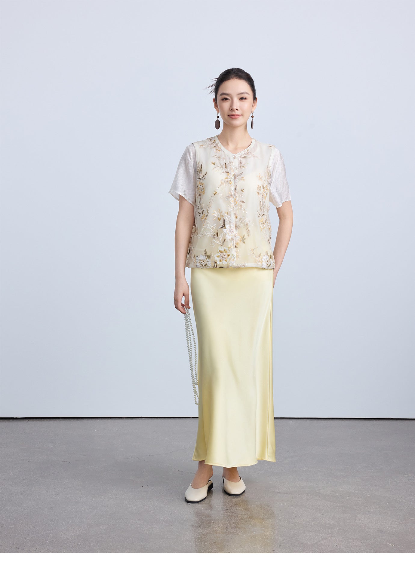 High-End Thin Organza National Style Tank Top