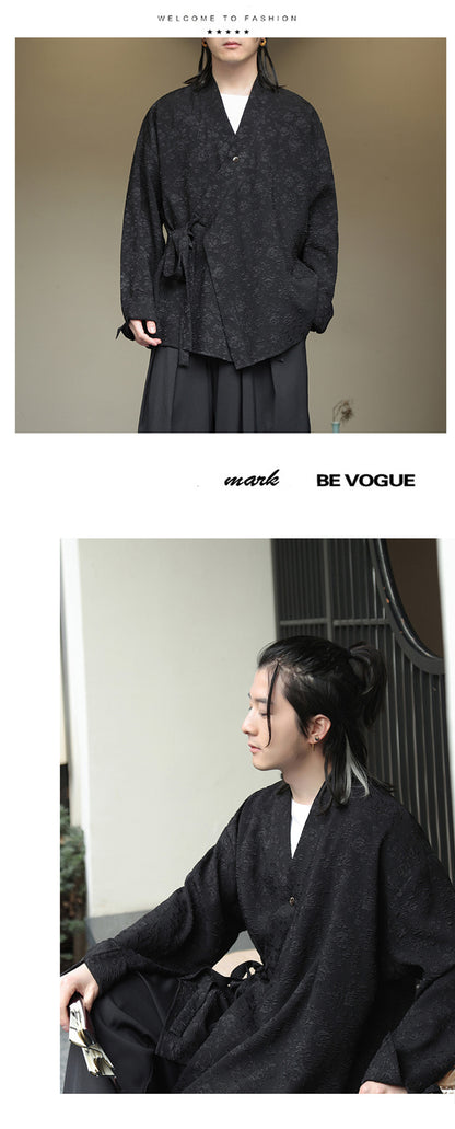 Mens Chinese Style Cardigan Hanfu Button Up Cotton Linen Jacket