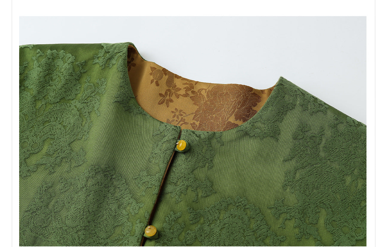 New Chinese Style Reversible Jacquard Elegant Top