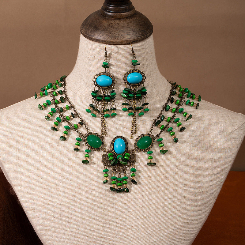 Exotic Ancient Style Hair Ornament Set | Hanfu Earrings Necklace Hair Accessory