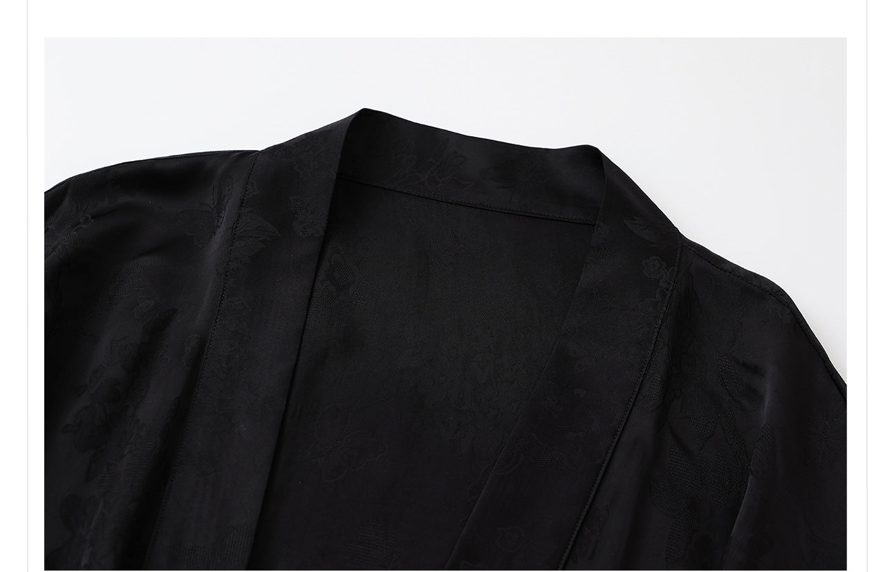 Summer New Chinese Printed Rayon Shirt & Strap Dress Set