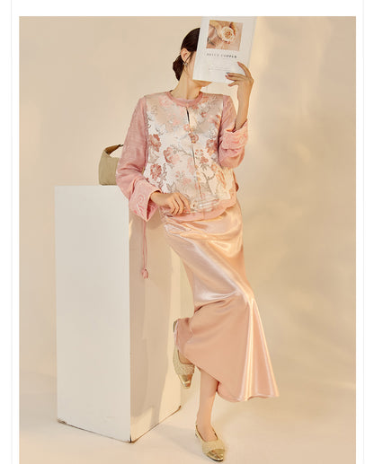 Elegant Jacquard Sleeveless Vest & Skirt Set for Autumn