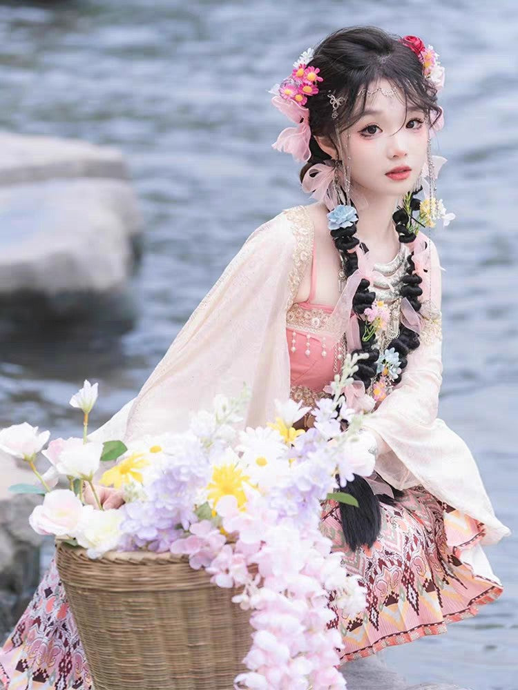 Spring Summer Fairy Costume — Peach Blossom Ethnic Hanfu Set
