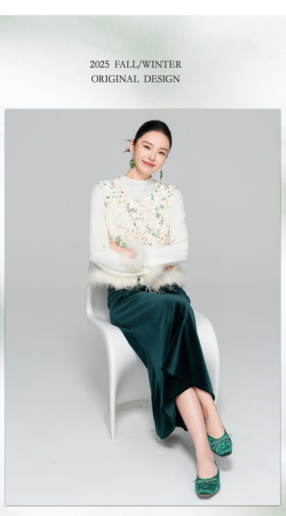 Autumn High-Waist Velvet Mermaid Skirt for Women