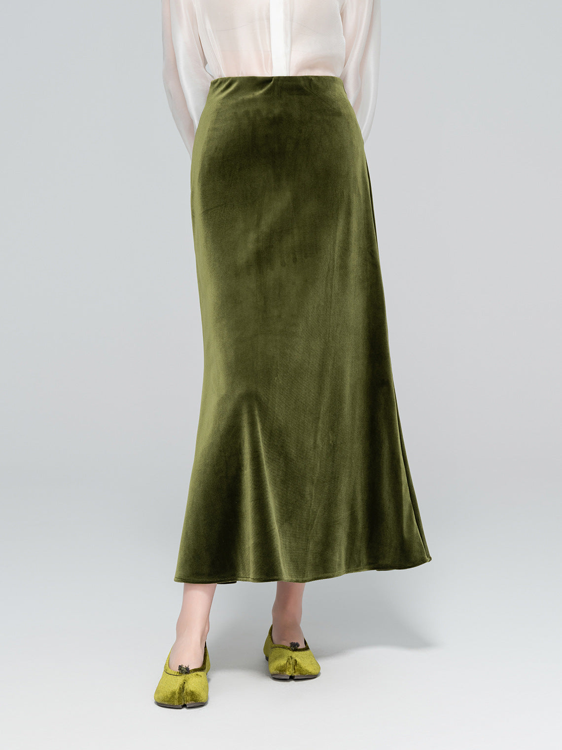 Velvet Draped Glossy Skirt for Women, Elegant Slimming Design