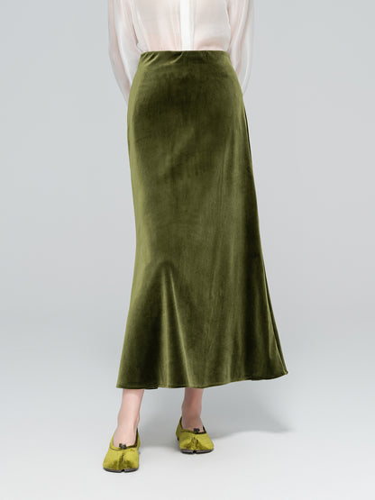 Velvet Draped Glossy Skirt for Women, Elegant Slimming Design