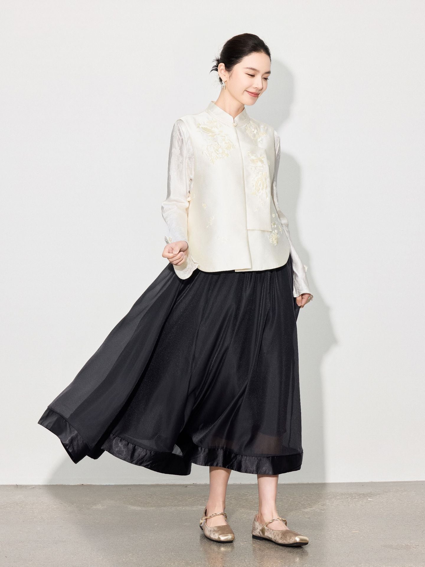 High-End Solid Color Long Skirt — Timeless A-Line Silhouette