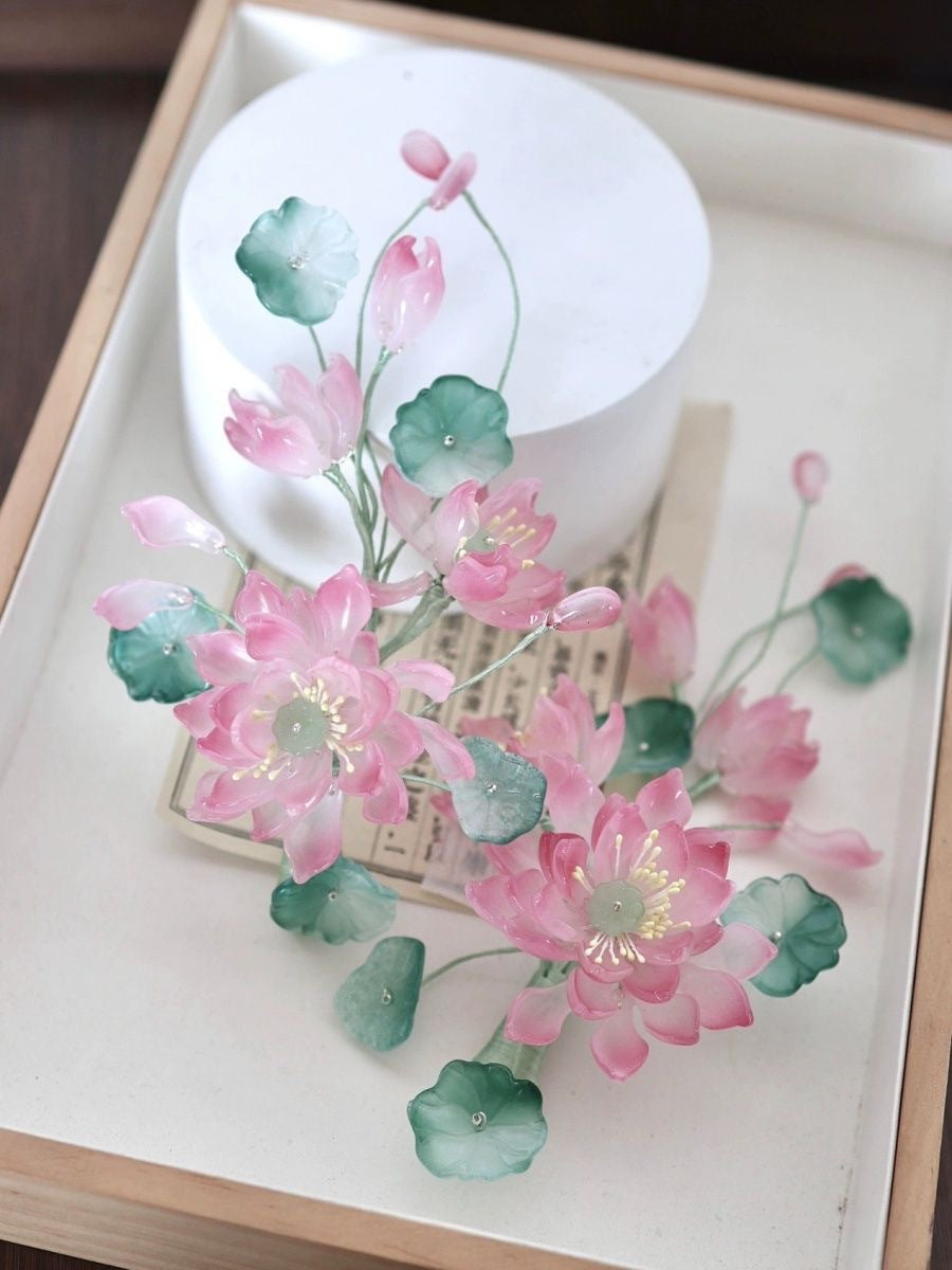 Lotus Flower Hair Clips New Chinese Style Hanfu Cheongsam Accessories