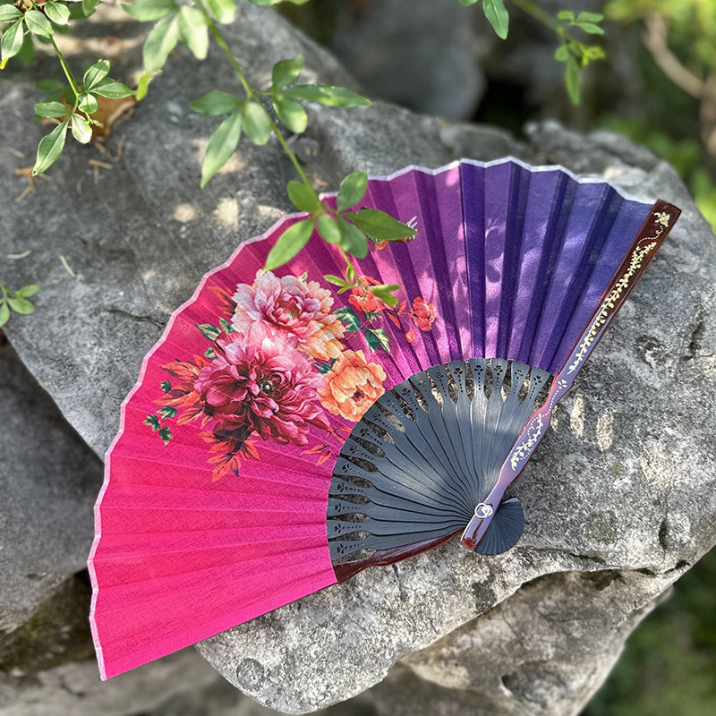 Summer Chinese Folding Fan — Ancient Style Cotton Linen Fan with Tassels