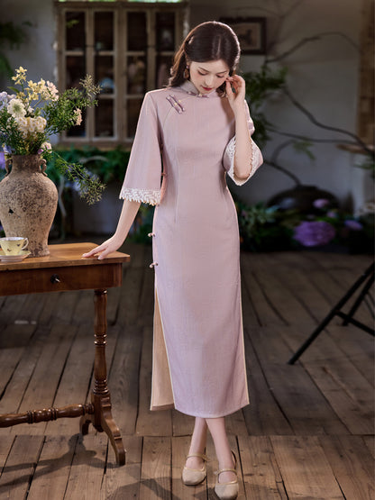 New Chinese Style Long Cheongsam – Jacquard Suzhou Youth Dress