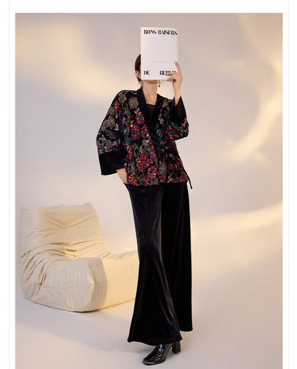 High-End New Chinese Style Embroidered Sequin Coat | Elegant National Top