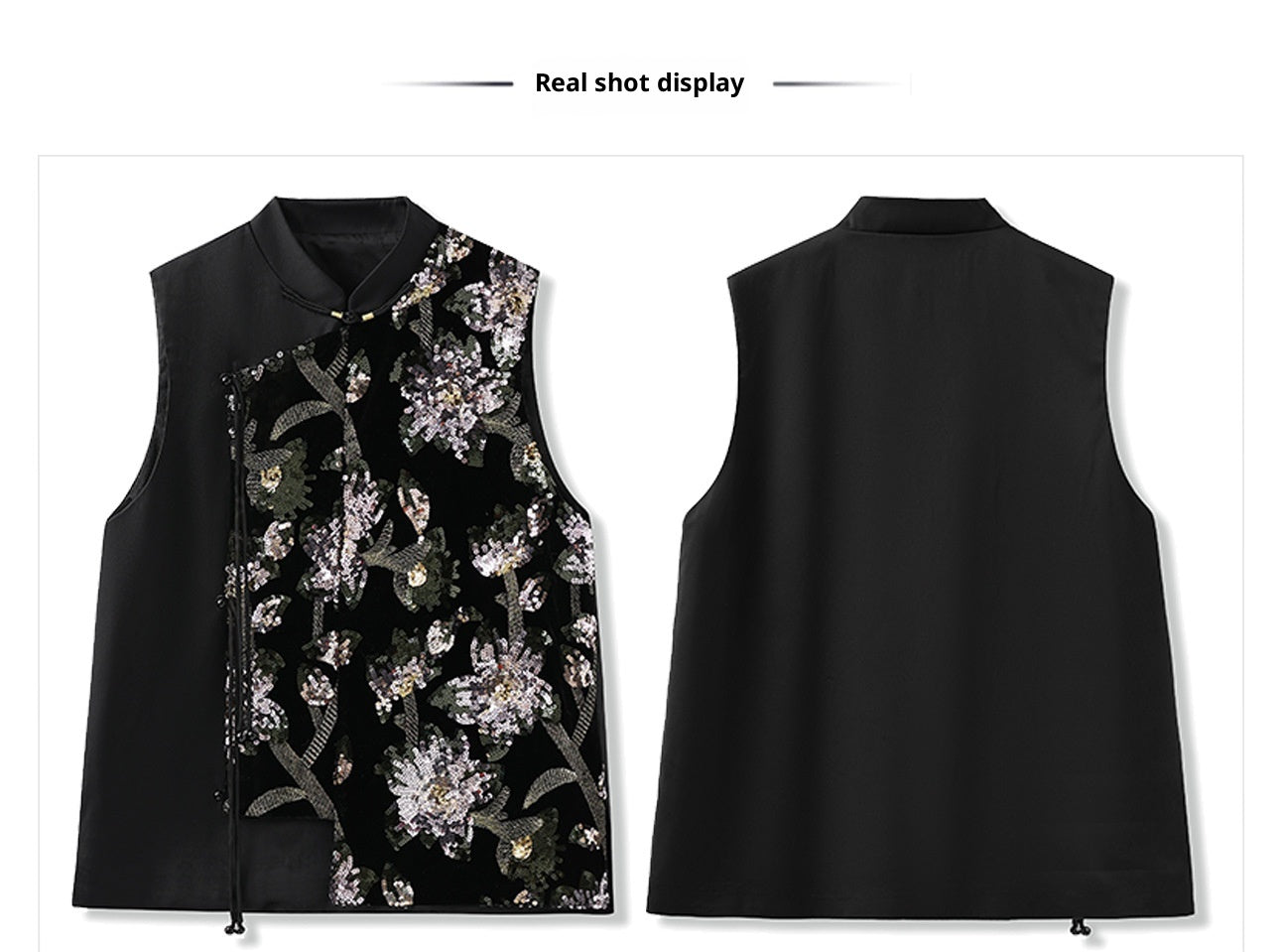 Summer Sequin Asymmetrical Vest Top High-End National Style