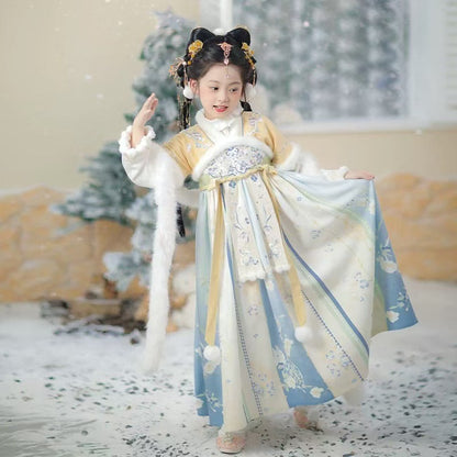 Children’s Winter Hanfu | Thickened Tang Suit New Year Outfit for Girls