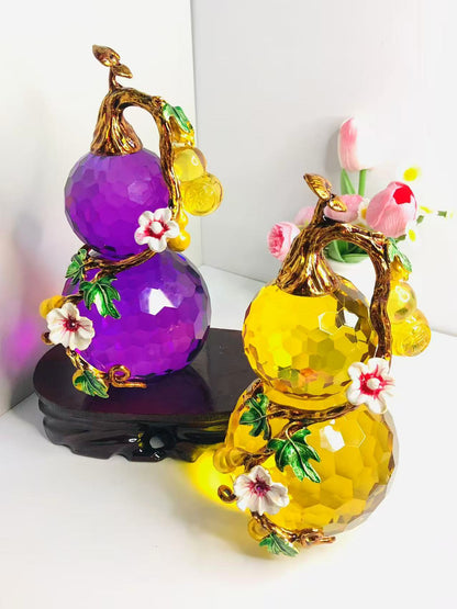 Five Blessings Amethyst Gourd Ornament — Wealth & Luck Home Gift