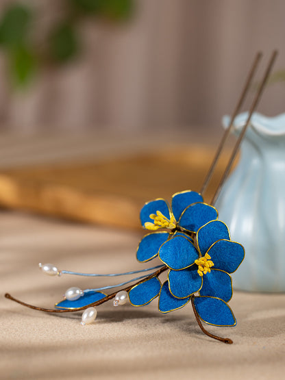 High End Blue Velvet Hairpin Hanfu Hair Accessory Hairpin for Women