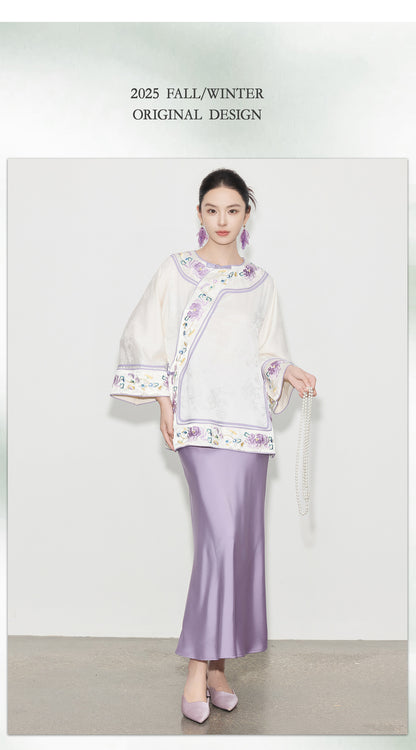 Chinese Style Jacquard Embroidery Coat for Women