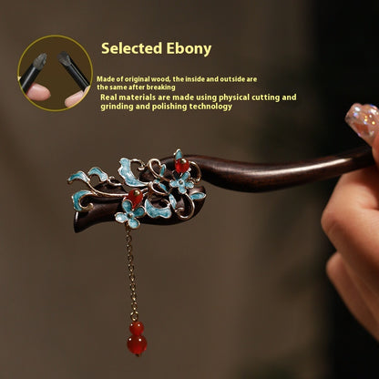 New Chinese Style Burnt Blue Sandalwood Hairpin Retro Handmade Hanfu Accessory