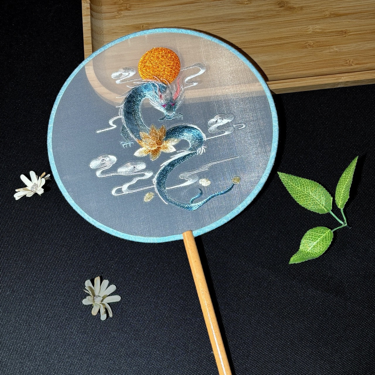 Handmade Chinese Round Fan — Summer Hanfu Cheongsam Embroidered Fan