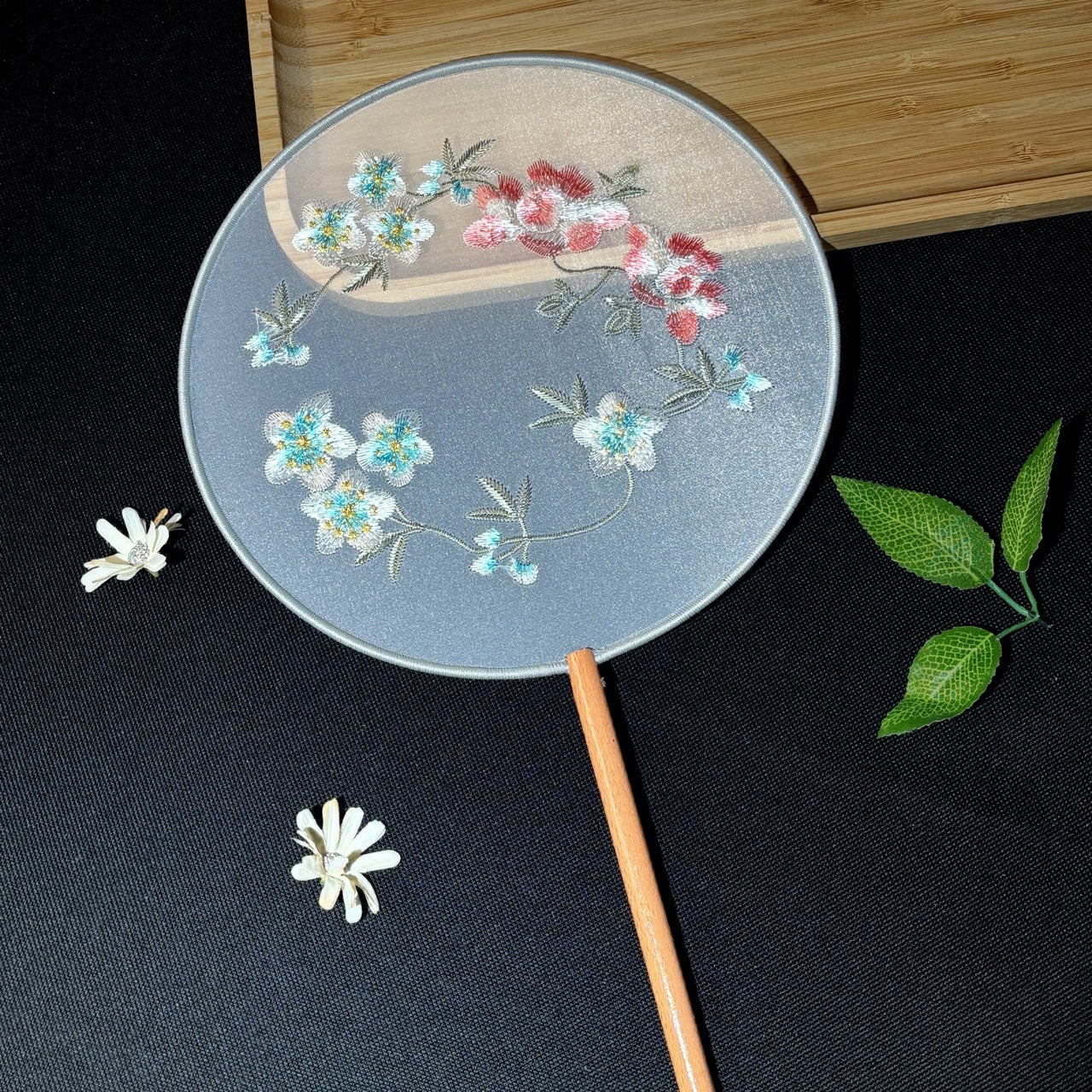 Handmade Chinese Round Fan — Summer Hanfu Cheongsam Embroidered Fan