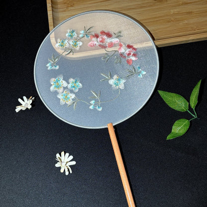 Handmade Chinese Round Fan — Summer Hanfu Cheongsam Embroidered Fan