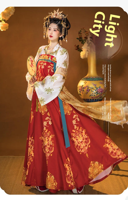 Oriental Ancient Hanfu Set — Spring Flowing Hezi Skirt Outfit