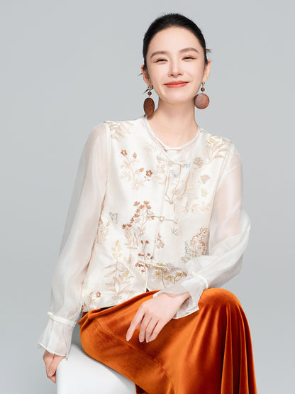 High-End Embroidered Sleeveless Vest for Women